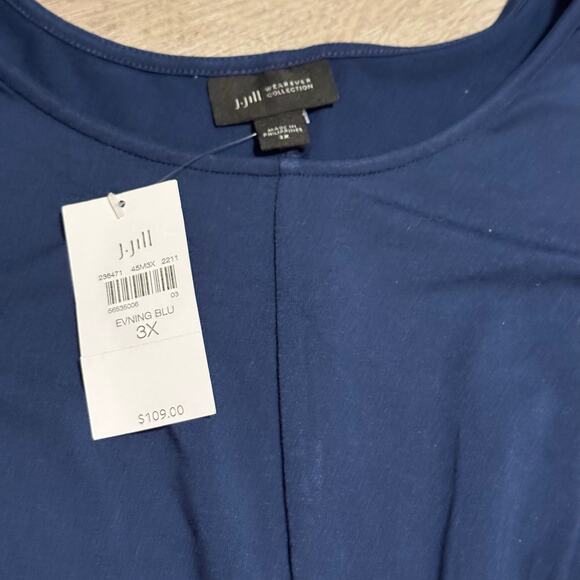 J Jill Wherever Collection A-Line Dress 3X Blue Knit Long Sleeve NWT Comfort Fit - Picture 4 of 11